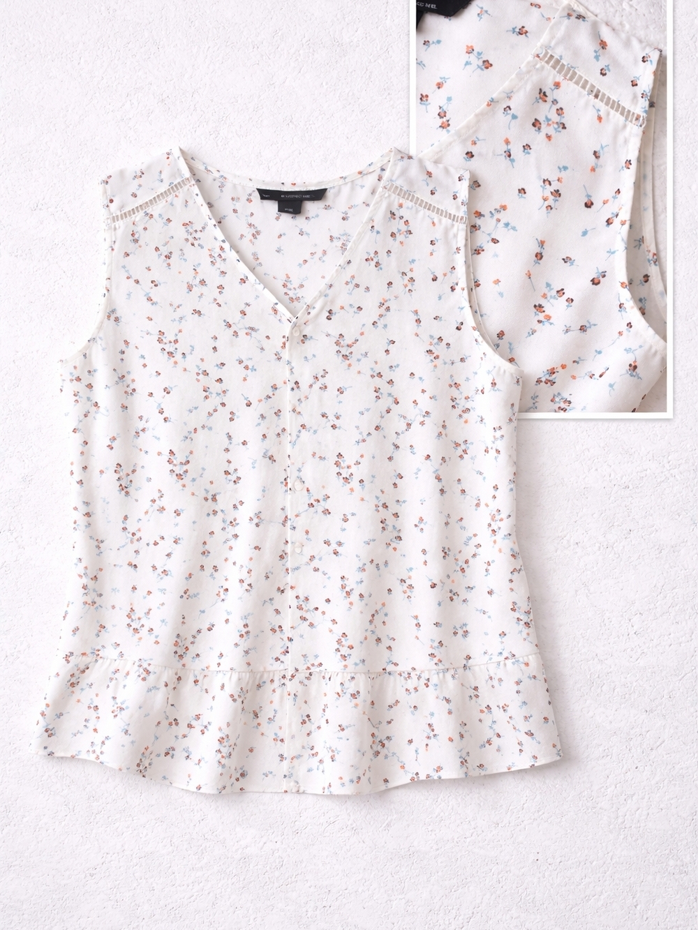 Zac & Rachel Floral Sleeveless Blouse Peplum Top Lightweight Office Casual